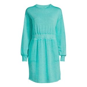 Time and Tru Turquoise Long Sleeve Sweatshirt Dress